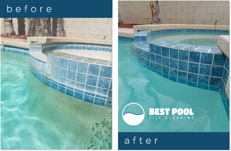 Before and After images of Best Pool Tile Cleaning work